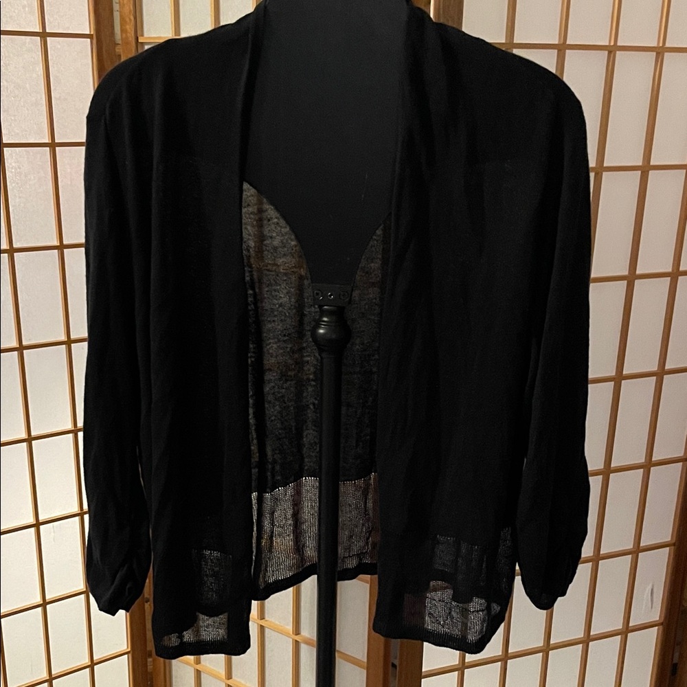 Chico's Black Sheer Women's  Cotton Rayon Cardigan